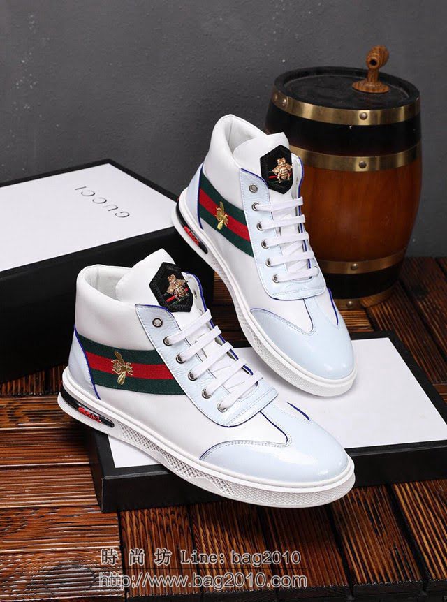 GUCCI男鞋 2019官網最新款 休閒時尚男鞋 爆款版型 古馳高幫男鞋 Gucci時尚潮鞋  hdnx1315